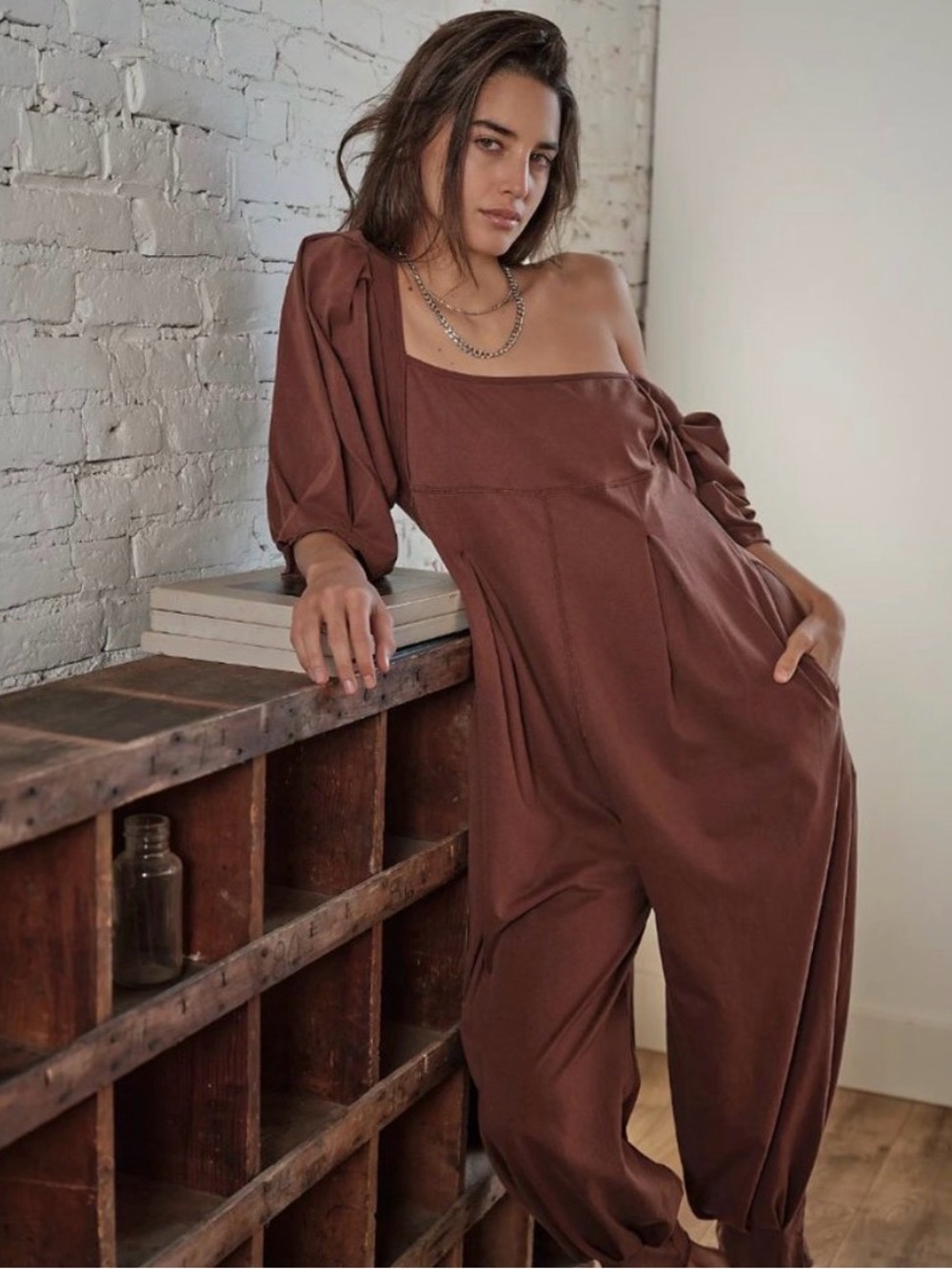 Free People Lotta Love Romper in brown butter